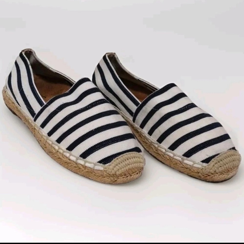 Vionic Navy and White Striped Flats - Picture 1 of 8